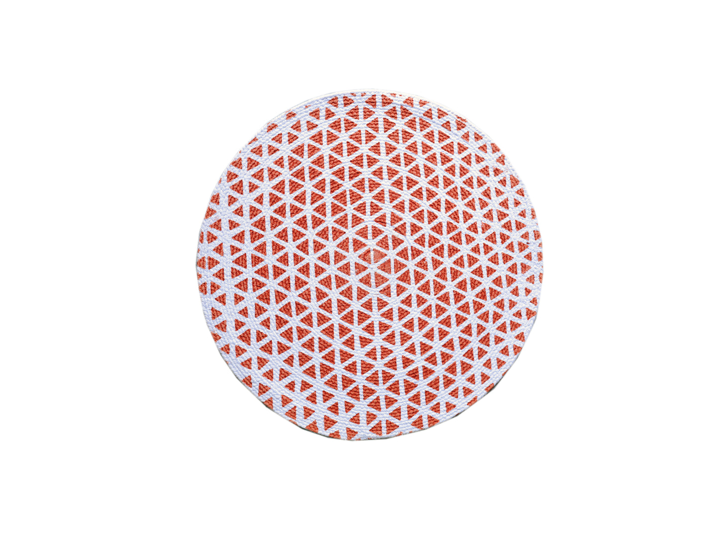Geometric Triangle Patterned Oval Mat / Table Mat - Orange & White 🧡