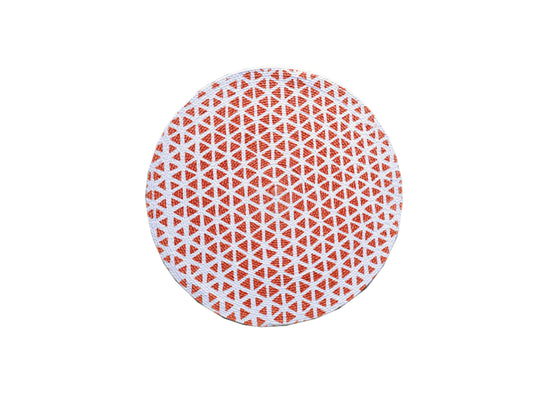 Geometric Triangle Patterned Oval Mat / Table Mat - Orange & White 🧡