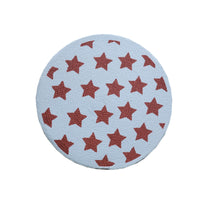 ⭐ Star Pattern Round Mat / Coaster - Light Blue & Reddish Brown ✨