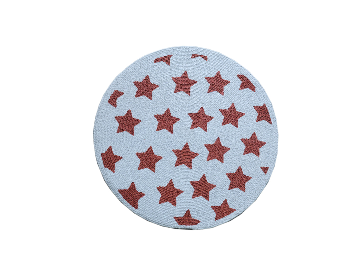 ⭐ Star Pattern Round Mat / Coaster - Light Blue & Reddish Brown ✨