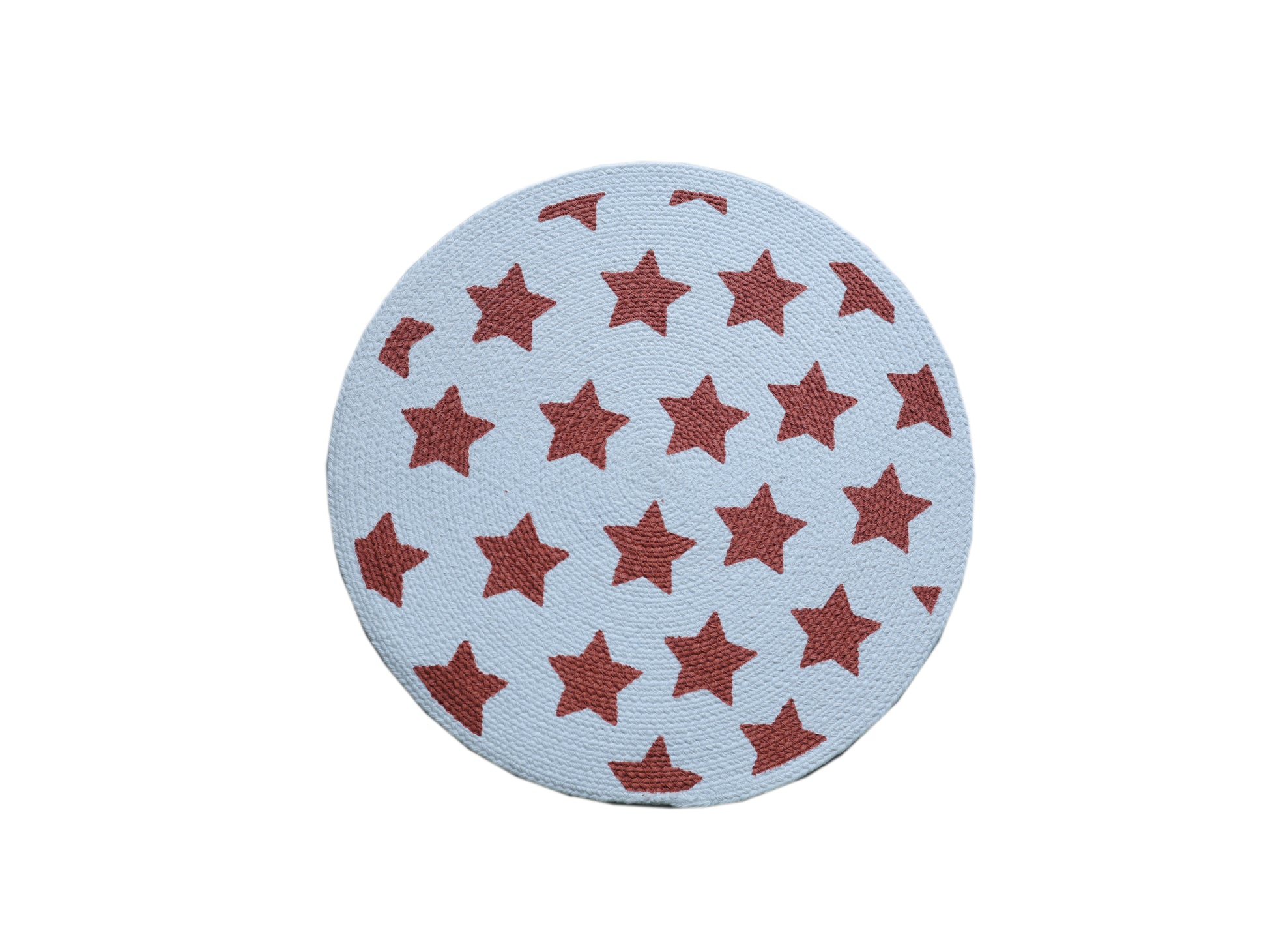 ⭐ Star Pattern Round Mat / Coaster - Light Blue & Reddish Brown ✨