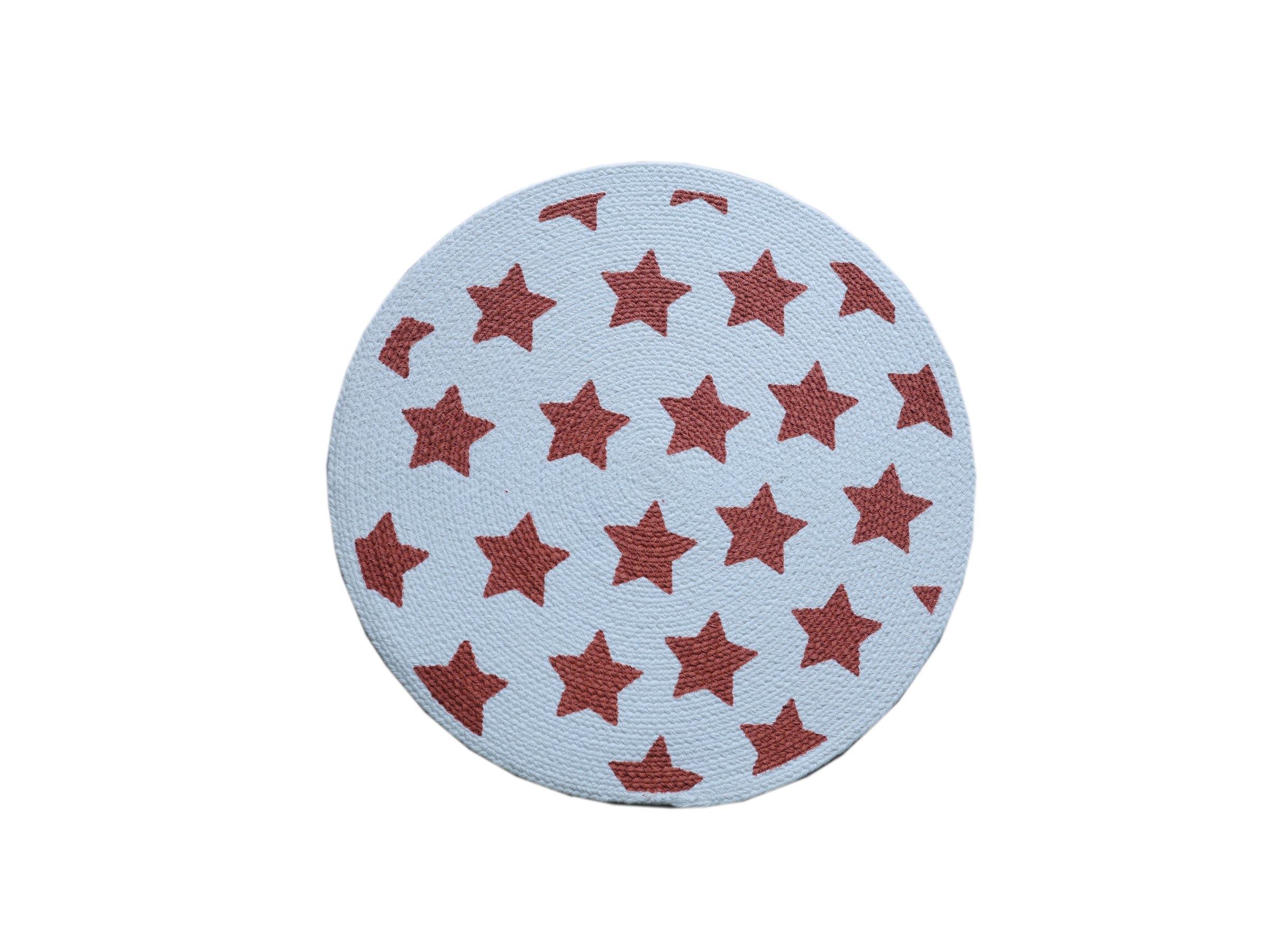 ⭐ Star Pattern Round Mat / Coaster - Light Blue & Reddish Brown ✨