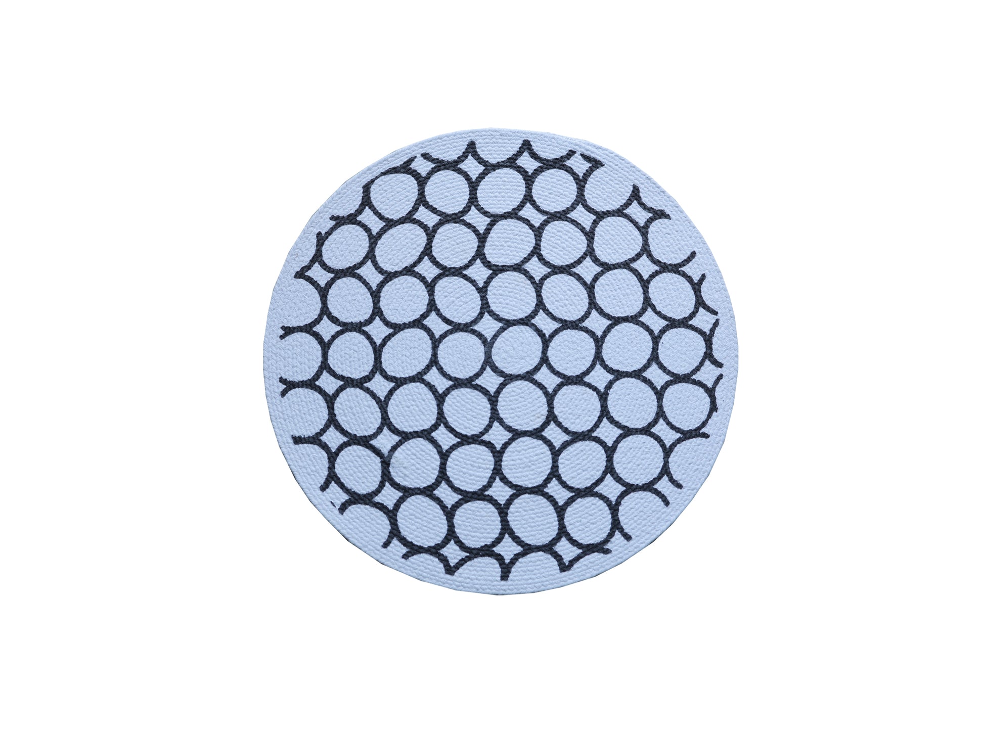 ⚫ Modern Circle Pattern Round Mat / Coaster - Light Blue & Black 🔵