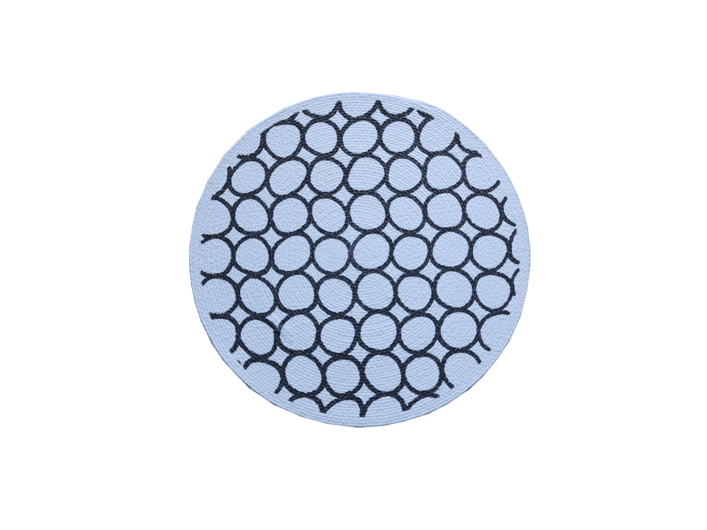⚫ Modern Circle Pattern Round Mat / Coaster - Light Blue & Black 🔵
