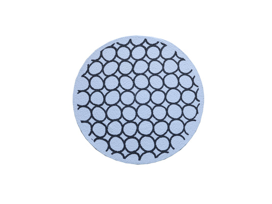 ⚫ Modern Circle Pattern Round Mat / Coaster - Light Blue & Black 🔵