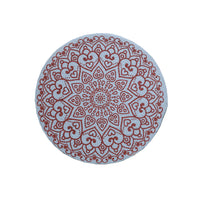 ❤️ Love Mandala Round Mat / Heart Pattern Coaster - Light Blue & Red Medallion 💖