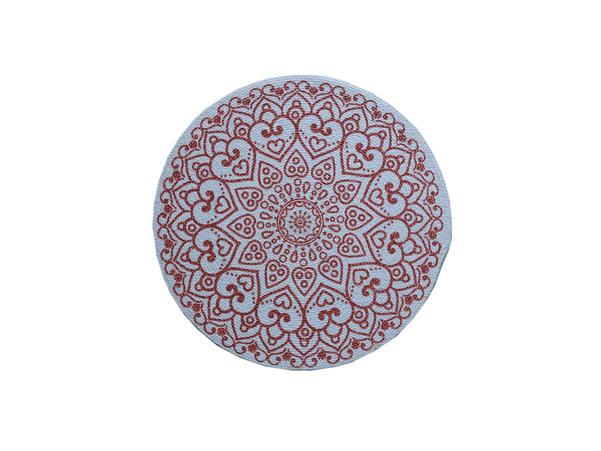 ❤️ Love Mandala Round Mat / Heart Pattern Coaster - Light Blue & Red Medallion 💖