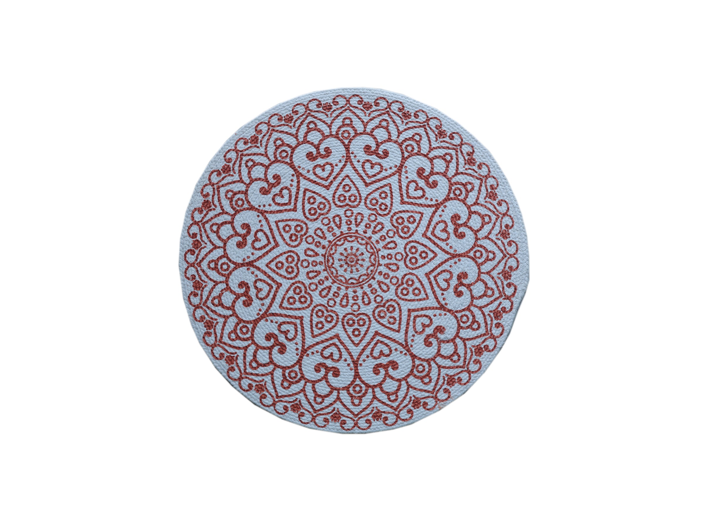 ❤️ Love Mandala Round Mat / Heart Pattern Coaster - Light Blue & Red Medallion 💖
