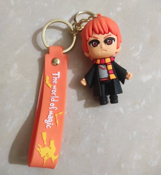 🦁 Ron Weasley Chibi Keychain: "The World of Magic" Strap & Gryffindor Scarf 🧡