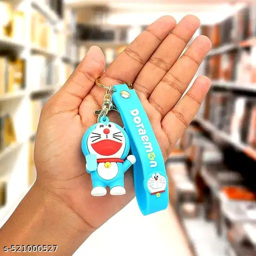 Doraemon 3D Keychain with Blue Strap – Cute Cartoon Character Accessory