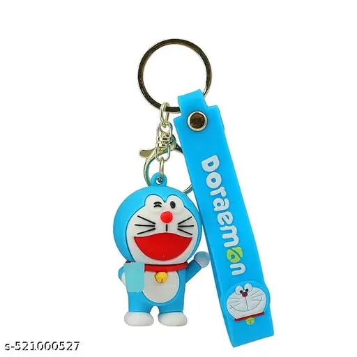 Doraemon 3D Keychain with Blue Strap – Cute Cartoon Character Accessory