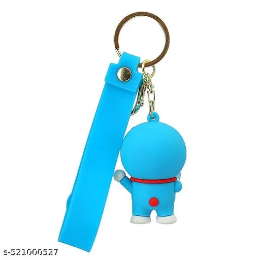Doraemon 3D Keychain with Blue Strap – Cute Cartoon Character Accessory