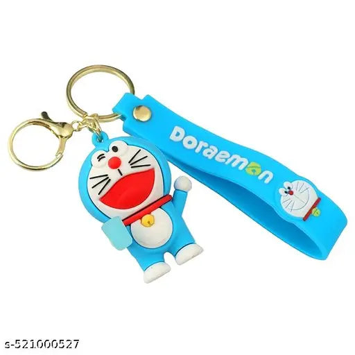 Doraemon 3D Keychain with Blue Strap – Cute Cartoon Character Accessory