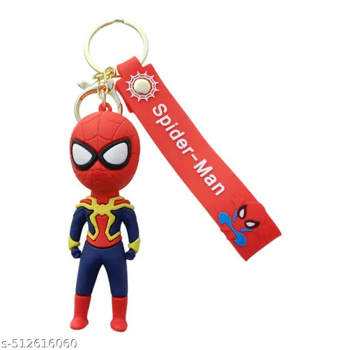 Marvel Spider-Man 3D Keychain with Red Strap – Superhero Chibi Figure