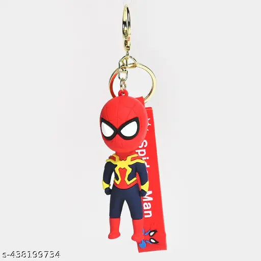 Marvel Spider-Man 3D Keychain with Red Strap – Superhero Chibi Figure