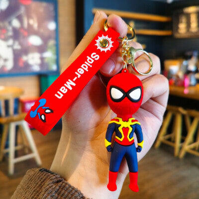 Marvel Spider-Man 3D Keychain with Red Strap – Superhero Chibi Figure