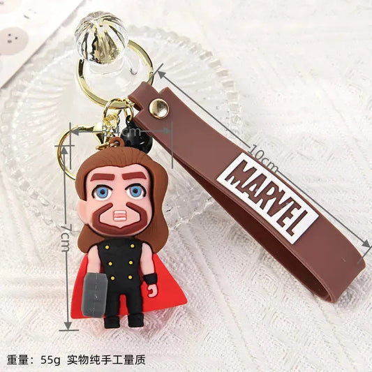 Marvel Thor 3D Keychain with Brown Strap – Superhero Chibi Design