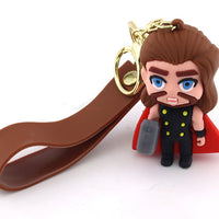Marvel Thor 3D Keychain with Brown Strap – Superhero Chibi Design