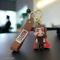 Marvel Thor 3D Keychain with Brown Strap – Superhero Chibi Design