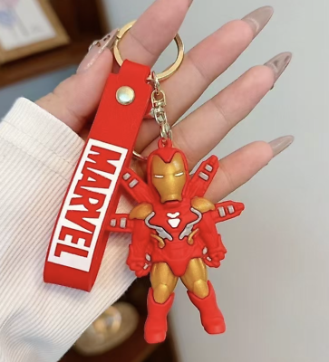 Marvel Iron Man 3D Keychain with Strap – Superhero Action Figure Accessory