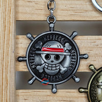 ☠️ One Piece Ship Wheel Keychain | Luffy’s Jolly Roger Collectible