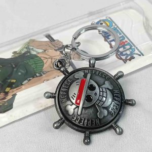 ☠️ One Piece Ship Wheel Keychain | Luffy’s Jolly Roger Collectible