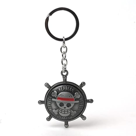 ☠️ One Piece Ship Wheel Keychain | Luffy’s Jolly Roger Collectible