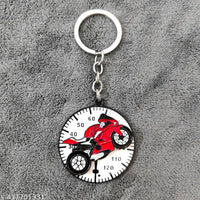 Speedometer Bike Keychain – Red Sportbike Rider Design