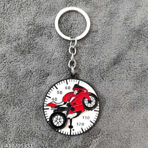 Speedometer Bike Keychain – Red Sportbike Rider Design