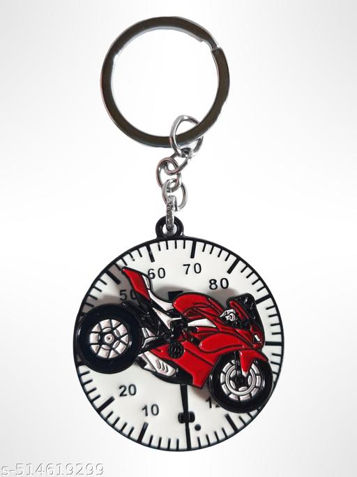Speedometer Bike Keychain – Red Sportbike Rider Design