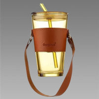 Glass Tumbler with Glass Straw and Lid