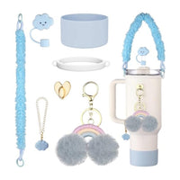 Silicone Straw Lid Silica Gel Cup Cover Water Bottle Handle Strap