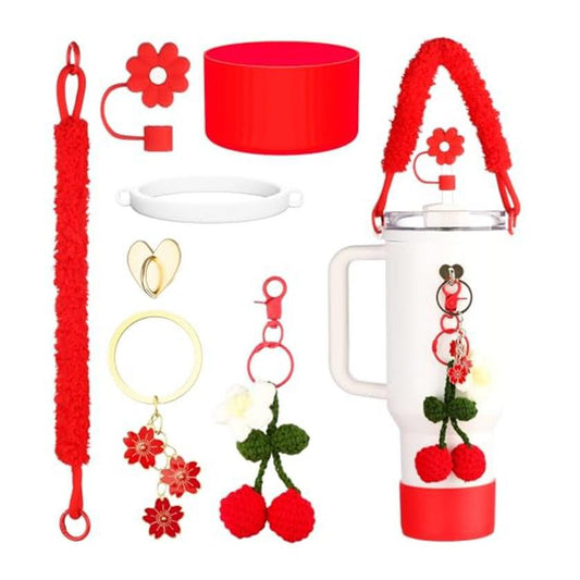 Silicone Straw Lid Silica Gel Cup Cover Water Bottle Handle Strap