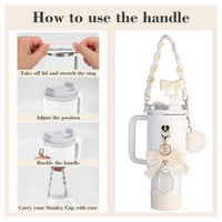 Silicone Straw Lid Silica Gel Cup Cover Water Bottle Handle Strap