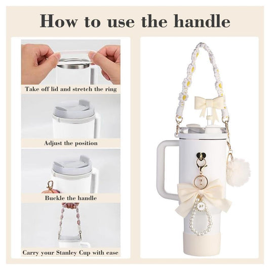 Silicone Straw Lid Silica Gel Cup Cover Water Bottle Handle Strap