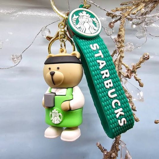 🧸 Starbucks Barista Bear Keychain | Cute Coffee Lover Accessory
