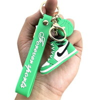 Green Sports Sneaker Keychain  – Stylish Rubber Key Ring for Bags, Bikes, and Keys