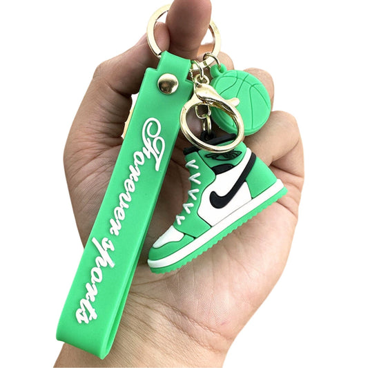 Green Sports Sneaker Keychain  – Stylish Rubber Key Ring for Bags, Bikes, and Keys