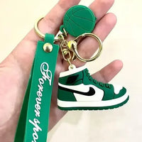 Green Sports Sneaker Keychain  – Stylish Rubber Key Ring for Bags, Bikes, and Keys