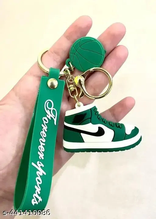 Green Sports Sneaker Keychain  – Stylish Rubber Key Ring for Bags, Bikes, and Keys