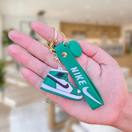 Green Sports Sneaker Keychain  – Stylish Rubber Key Ring for Bags, Bikes, and Keys