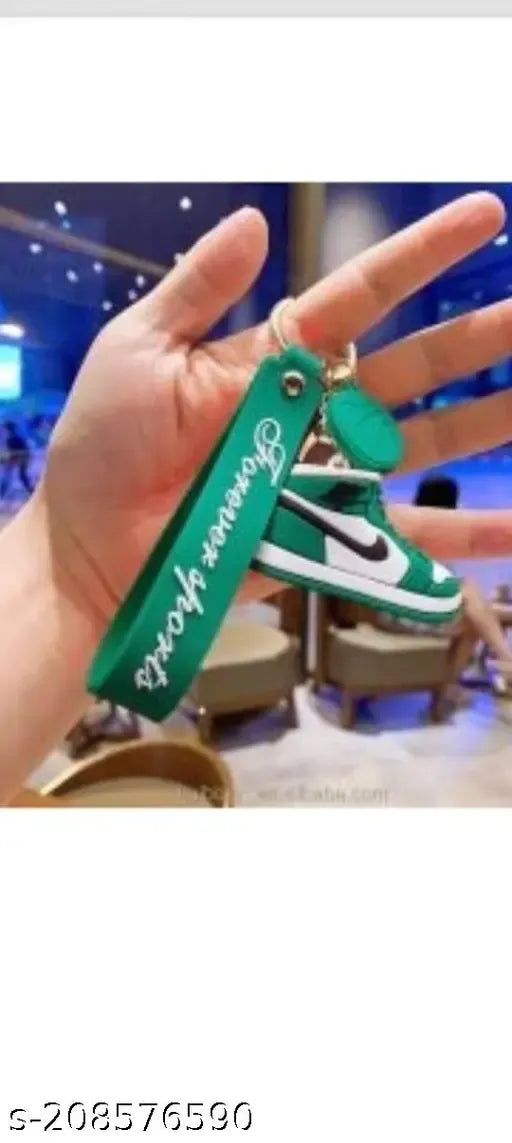 Green Sports Sneaker Keychain  – Stylish Rubber Key Ring for Bags, Bikes, and Keys